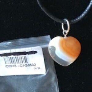Orange & White Druzy  Geode Agate Heart Pendant Gemstone Necklace